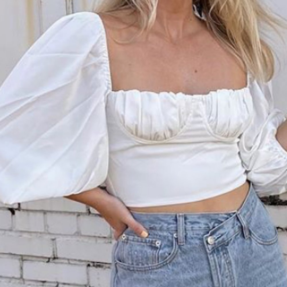 Give Me Romance Top White Puff Sleeves - Picture 7 of 13